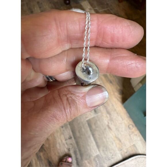 Necklace, Purple and Green Fluorite Pendant, Sterling Silver, NEW, Handmade, 18” - Picture 3 of 6